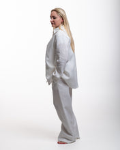 Įkelti vaizdą į galerijos rodinį, Baltas lino kostiumas su kelnėmis