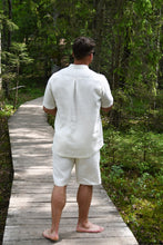 Įkelti vaizdą į galerijos rodinį, Baltas lino kostiumas su šortais