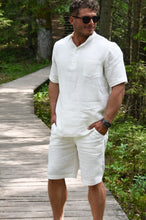 Įkelti vaizdą į galerijos rodinį, Baltas lino kostiumas su šortais