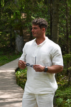 Įkelti vaizdą į galerijos rodinį, Baltas lino kostiumas su šortais