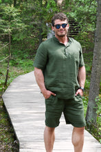 Įkelti vaizdą į galerijos rodinį, Chaki lino kostiumas su šortais