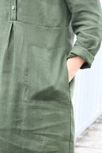 Įkelti vaizdą į galerijos rodinį, Chaki spalvos lininė suknelė