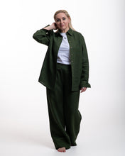 Įkelti vaizdą į galerijos rodinį, Chaki spalvos lino kostiumas su kelnėmis