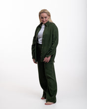 Įkelti vaizdą į galerijos rodinį, Chaki spalvos lino kostiumas su kelnėmis