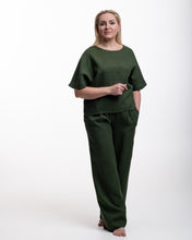 Įkelti vaizdą į galerijos rodinį, Chaki spalvos lino kostiumas su palaidine