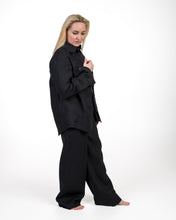 Įkelti vaizdą į galerijos rodinį, Juodas lino kostiumas su kelnėmis