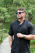 Įkelti vaizdą į galerijos rodinį, Juodas lino kostiumas su šortais