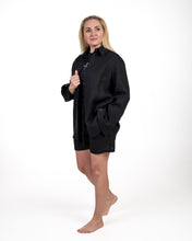 Įkelti vaizdą į galerijos rodinį, Juodas lino kostiumas su šortais