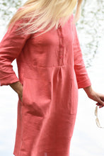 Įkelti vaizdą į galerijos rodinį, Koralinės spalvos lininė suknelė