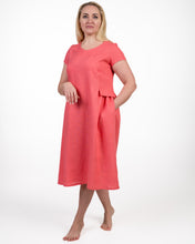 Įkelti vaizdą į galerijos rodinį, Koralo spalvos lininė suknelė ,,Smiltė"