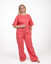 Įkelti vaizdą į galerijos rodinį, Koralo spalvos lino kostiumas su palaidine