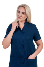 Įkelti vaizdą į galerijos rodinį, Mėlyna lininė suknelė, su kišenėmis ir skeltukais.