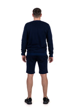Įkelti vaizdą į galerijos rodinį, Vyriškas trikotažinis kostiumas - džemperis ir šortai, mėlynos spalvos