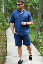 Įkelti vaizdą į galerijos rodinį, Mėlynas lino kostiumas su šortais