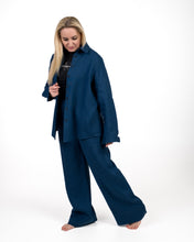 Įkelti vaizdą į galerijos rodinį, Mėlynas lino kostiumas su kelnėmis