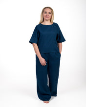 Įkelti vaizdą į galerijos rodinį, Mėlynas lino kostiumas su palaidine