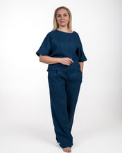 Įkelti vaizdą į galerijos rodinį, Mėlynas lino kostiumas su palaidine