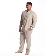 Įkelti vaizdą į galerijos rodinį, Natūralios lino spalvos lininis kostiumas vyrams, marškiniai ir kelnės