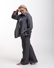 Įkelti vaizdą į galerijos rodinį, Pilkas lino kostiumas su kelnėmis