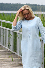 Įkelti vaizdą į galerijos rodinį, Žydra lininė suknelė