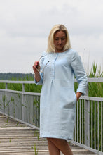 Įkelti vaizdą į galerijos rodinį, Žydra lininė suknelė