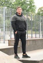 Įkelti vaizdą į galerijos rodinį, Juodas laisvalaikio kostiumas su užtrauktuku vyrams