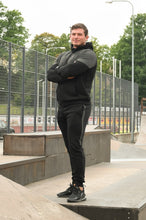 Įkelti vaizdą į galerijos rodinį, Juodas laisvalaikio kostiumas su užtrauktuku vyrams