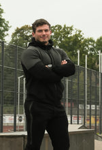 Įkelti vaizdą į galerijos rodinį, Juodas laisvalaikio kostiumas su užtrauktuku vyrams