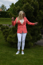 Įkelti vaizdą į galerijos rodinį, Pagamintas Lietuvoje rožinis lininis klasikinis švarkelis