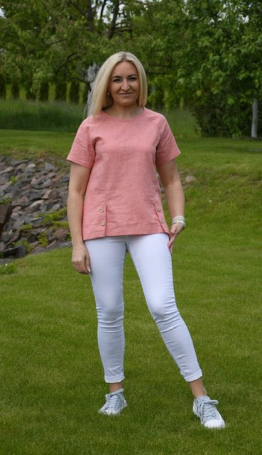 Rožinė lininė palaidinė