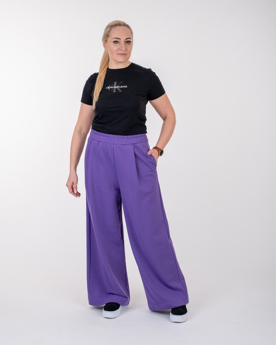 Violetinės spalvos laisvalaikio kelnės moterims ELĖ, su kišenėmis